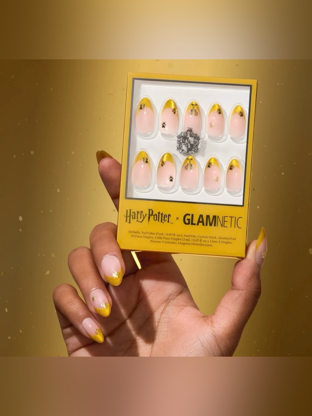 Glamnetic Harry Potter Short Almond Press-On Nails Helga Hufflepuff nib
